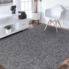 tapis chambre 80x250 tissé gris rectangle motif uni SAKRDA