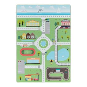 Tapis chambre bébé et enfant Road 120x80 CM - Vert