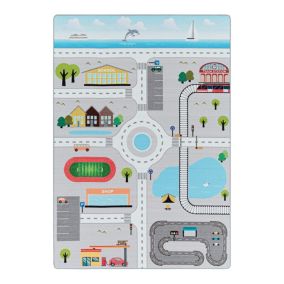 Tapis chambre bébé et enfant Road 150x100 CM - Gris