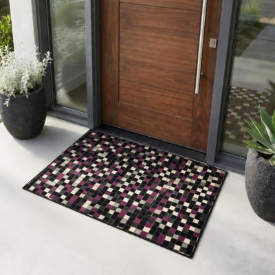 Tapis Chambre tissé motif géométrique LYN1 PIXELY, fuchsia