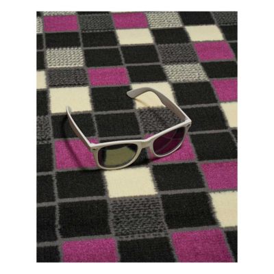 Tapis Chambre tissé motif géométrique LYN1 PIXELY, fuchsia