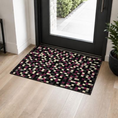 Tapis Chambre tissé motif géométrique LYN1 PIXELY, fuchsia