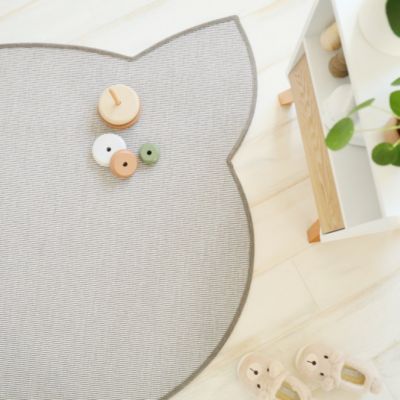 Tapis chat design - Miaou chic - Blanc craie - 120 x 120 cm