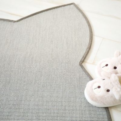 Tapis chat design - Miaou chic - Blanc craie - 120 x 120 cm