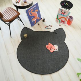 Tapis chat design - Miaou chic - Gris ardoise - 200 x 200 cm