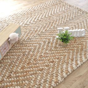 Tapis Chevrons 100% Jute - 120 x 170 cm