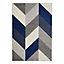 Tapis chevrons gris, bleu et blanc 160 x 230 cm