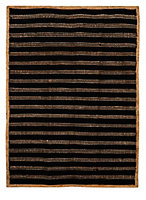 Tapis chindi à rayures noir et naturel Deco&Co L.120 x l.120 cm