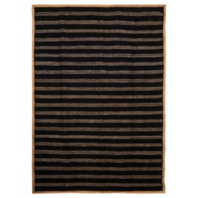 Tapis Chindi en jute rayés noir et beige L.230 x l.160cm Deco&co