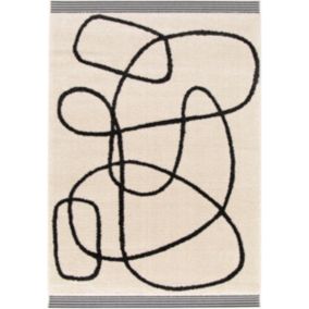 Tapis Chios Lines GoodHome noir et blanc L.230 x L.160 cm