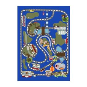 Tapis Circuit de Voiture Bleu, Dimension: 80x150