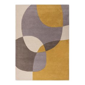 Tapis contemporain courbe pour salon Glow 230x160 CM - Jaune