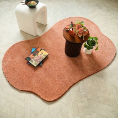 Tapis contemporain de forme organique - Influence - Rose corail - 200 x 300 cm