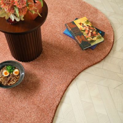 Tapis contemporain de forme organique - Influence - Rose corail - 200 x 300 cm