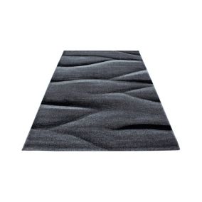 Tapis contemporain effet vague rectangle Rabisco 230x160 CM - Noir