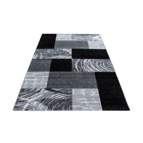 Tapis contemporain en polypropylène rectangle Ustril 290x200 CM - Noir