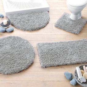 Tapis contour wc COTON CONFORT 50x50 gris en coton