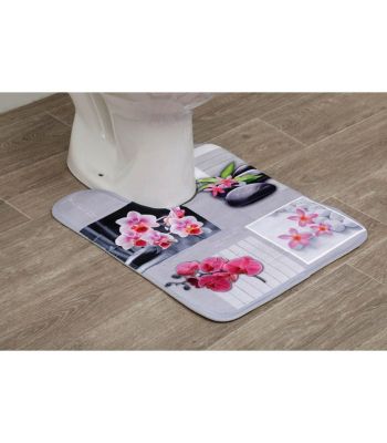 Tapis contour WC en microfibre 45 x 50 cm déco Janice