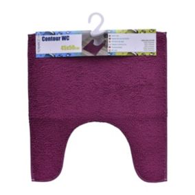 Tapis contour WC en polyester Aubergine 45 x 50 cm