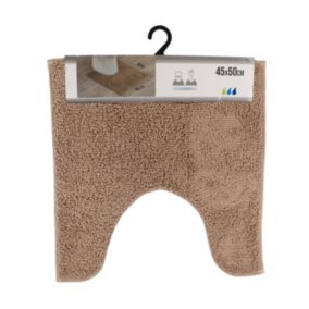 Tapis contour WC en polyester Taupe 45 x 50 cm