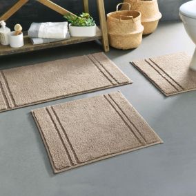 Tapis contour wc LIGNUS 50x45 beige sable en coton