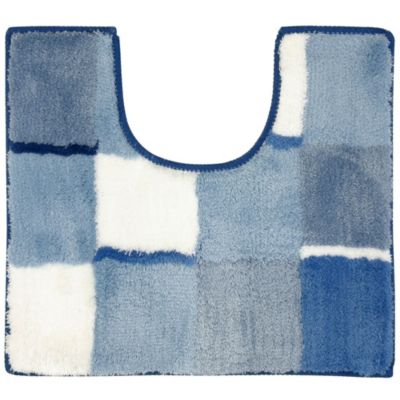 Tapis contour wc MOSAIQUE 50x45 bleu en acrylique