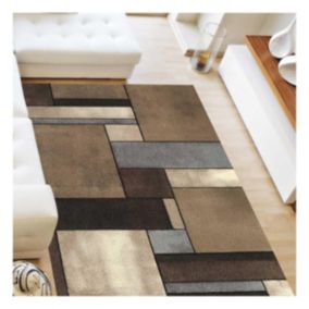 tapis couloir 40x60 tissé beige rectangle motif géométrique GEOME