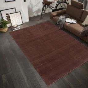 tapis couloir 80x150 tissé marron rectangle motif uni ANVIK