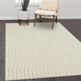 tapis couloir 80x300 tissé beige et noir rectangle motif géométrique LUNKIN