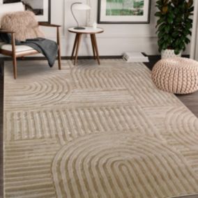 tapis couloir 80x300 tissé beige rectangle motif géométrique CERABI