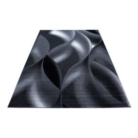 Tapis courbe moderne à courtes mèches Zilfa 230x160 CM - Noir