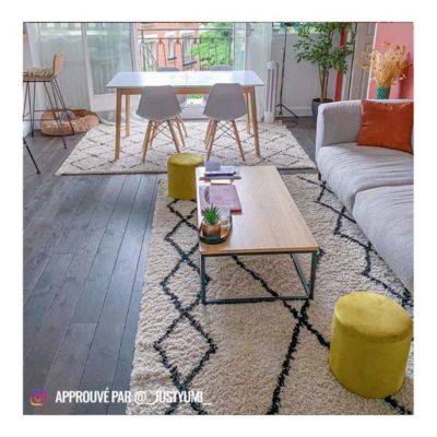 Tapis crème ethnique de salon berbère shaggy Cobh 120x60 CM - Crème