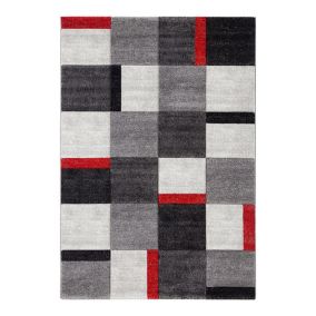 Tapis cubique moderne intérieur pour salon Bournemouth 300x200 CM - Rouge