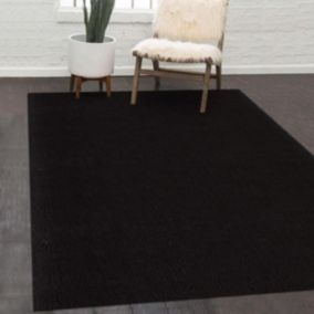 tapis cuisine 120x160 tissé noir rectangle motif uni ANVIK