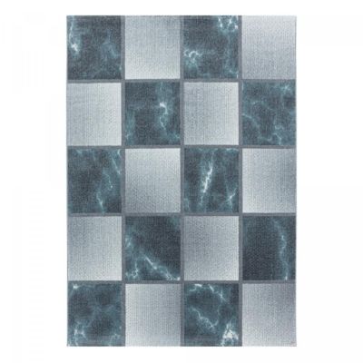 tapis cuisine 140x200 tissé bleu et gris rectangle motif géométrique ONTARIO