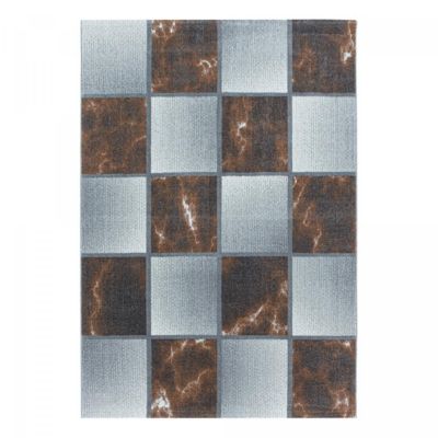 tapis cuisine 140x200 tissé marron clair et gris rectangle motif géométrique