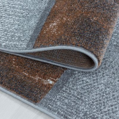 tapis cuisine 140x200 tissé marron clair et gris rectangle motif géométrique