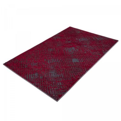 tapis cuisine 75x150 tissé rouge et gris rectangle motif faux uni TEREMINDE