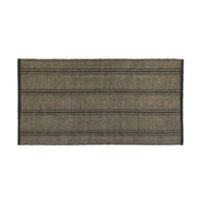 Tapis déco en coton beige et noir