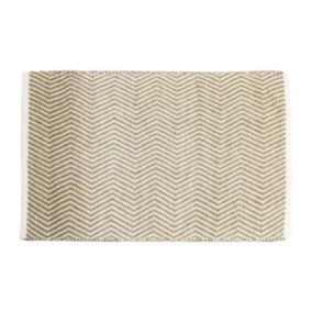 Tapis déco en fibre naturelle naturel avec franges