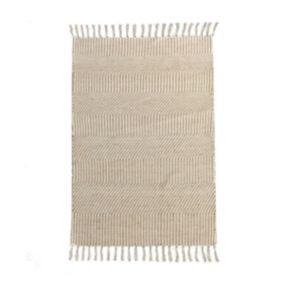 Tapis déco en fibre naturelle naturel avec franges