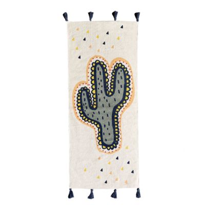 Tapis déco enfant cactus en coton tissé 50x120cm