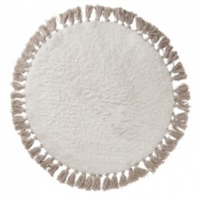 Tapis déco enfant rond à pompons en coton