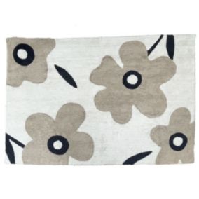 Tapis déco floral en coton tufté 170x120cm