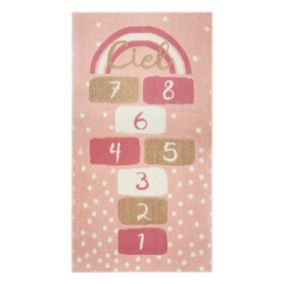 Tapis Déco pour Enfant "Marelle" 80x150cm Rose