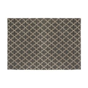 Tapis décoratif en Coton imprimé Gris Foncé 60 x 90 cm