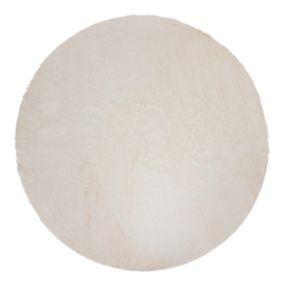 Tapis décoratif rond fourrure Blanc extra doux D 118 cm