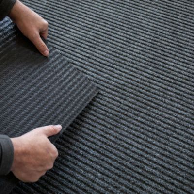 Tapis d'entrée côtelé - Gris - 1m x 15m