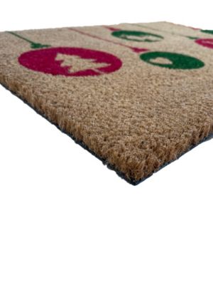 Tapis d'entrée absorbant fibres de coco boules de noël L.40 x l.60 cm