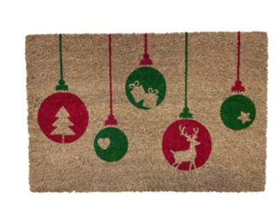 Tapis d'entrée absorbant fibres de coco boules de noël L.40 x l.60 cm